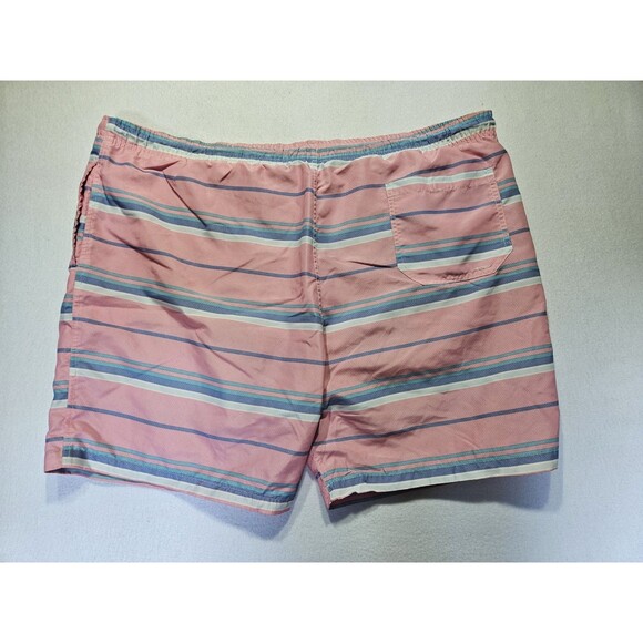 Cedarwood State Men's XL Swim Trunks Pink/Blue Striped XL Short Length Pocket - Picture 2 of 7